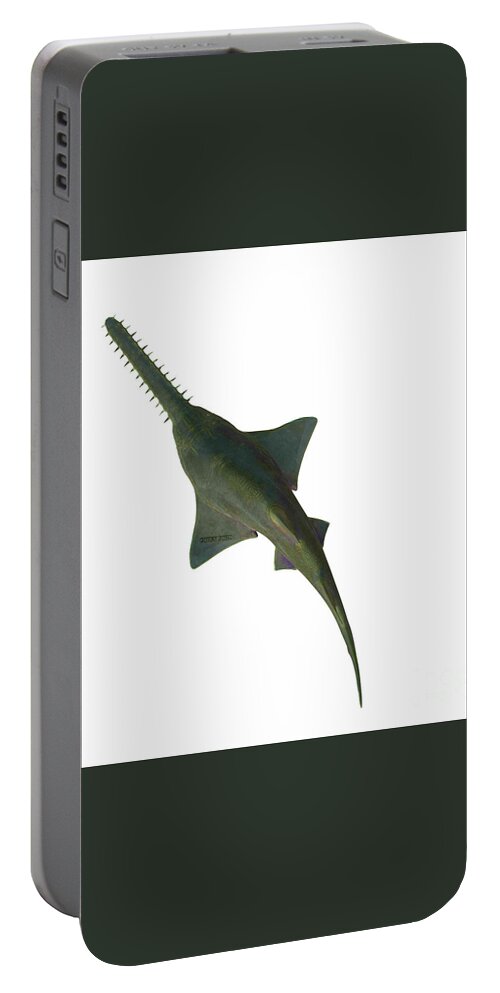 Onchopristis Sawfish Portable Battery Charger featuring the digital art Onchopristis Sawfish Overview by Corey Ford