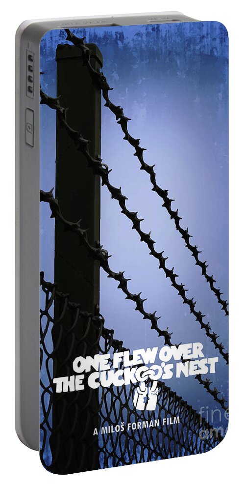 Movie Poster Portable Battery Charger featuring the digital art One Flew Over The Cuckoo's Nest by Bo Kev