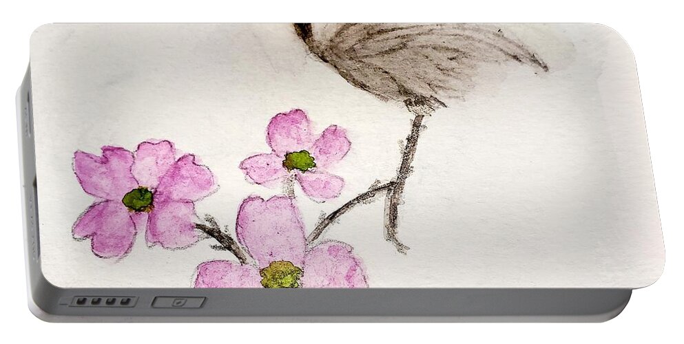 Bird Portable Battery Charger featuring the painting One Heart, One Love by Margaret Welsh Willowsilk