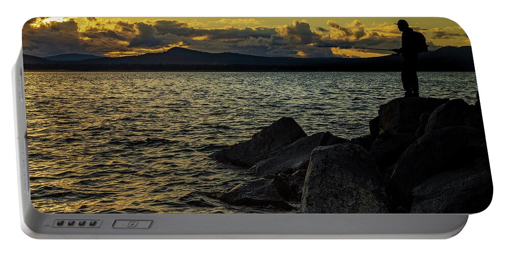 Eagle Lake Portable Battery Charger featuring the photograph One More Cast by Mike Lee