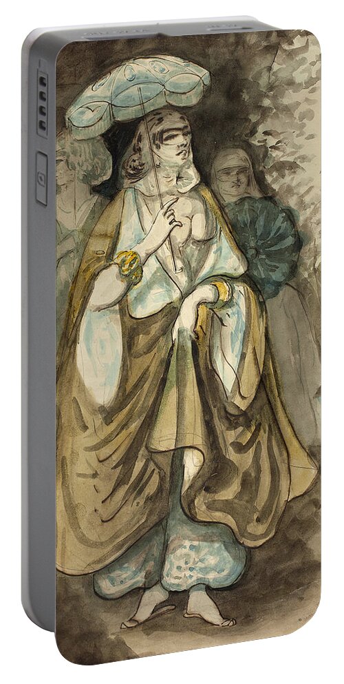 19th Century Artists Portable Battery Charger featuring the drawing One of the Ladies of the Harem by Constantin Guys