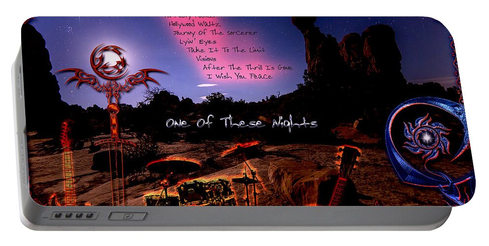 One Of These Nights Portable Battery Charger featuring the digital art One Of These Nights by Michael Damiani