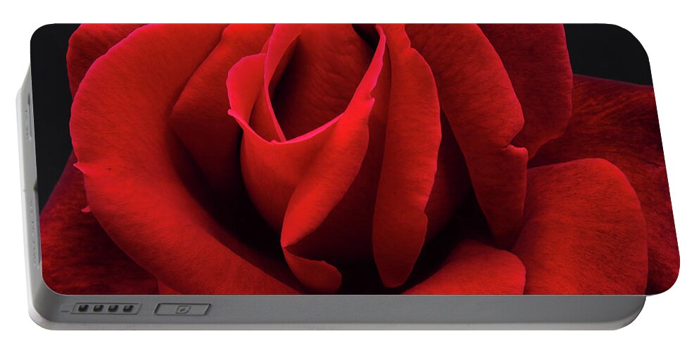 Rose Portable Battery Charger featuring the photograph One Red Rose by Joe Schofield