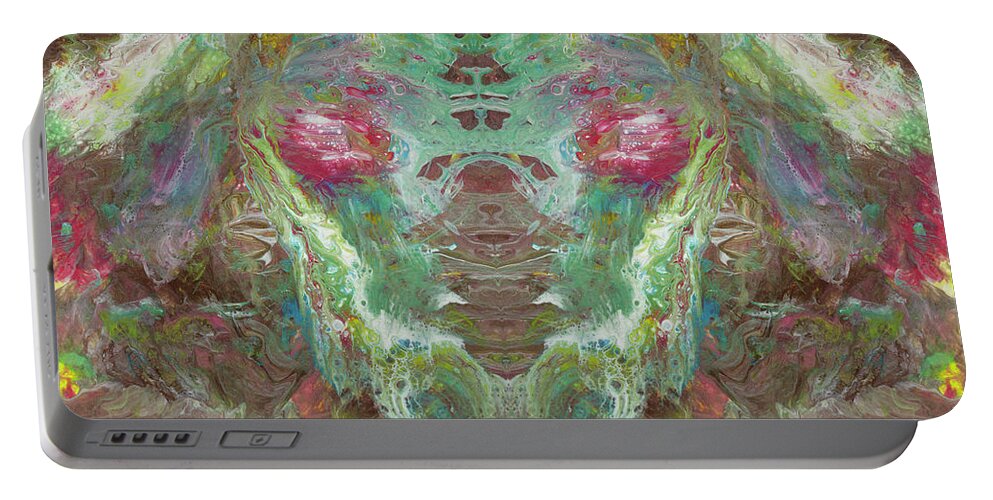 Fluid Art Portable Battery Charger featuring the painting One Vision by Tessa Evette