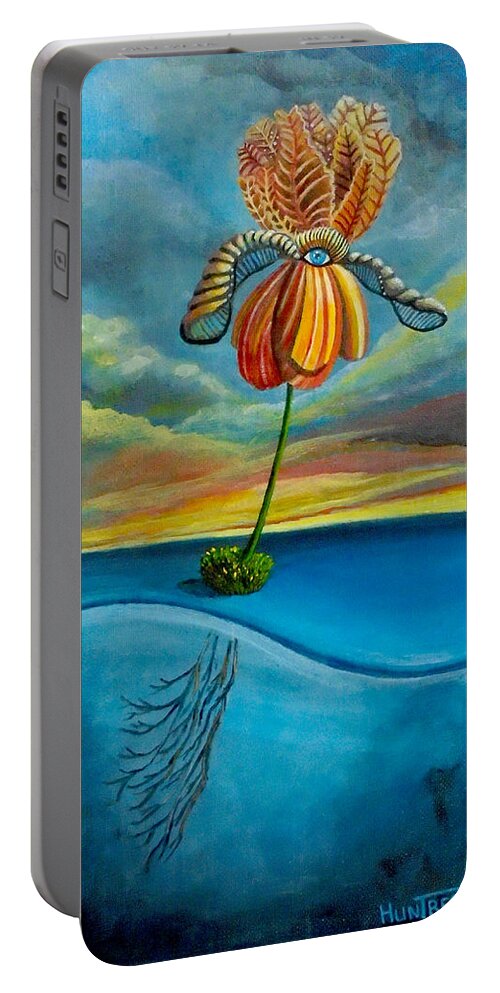 Flower Portable Battery Charger featuring the painting Onwards by Mindy Huntress