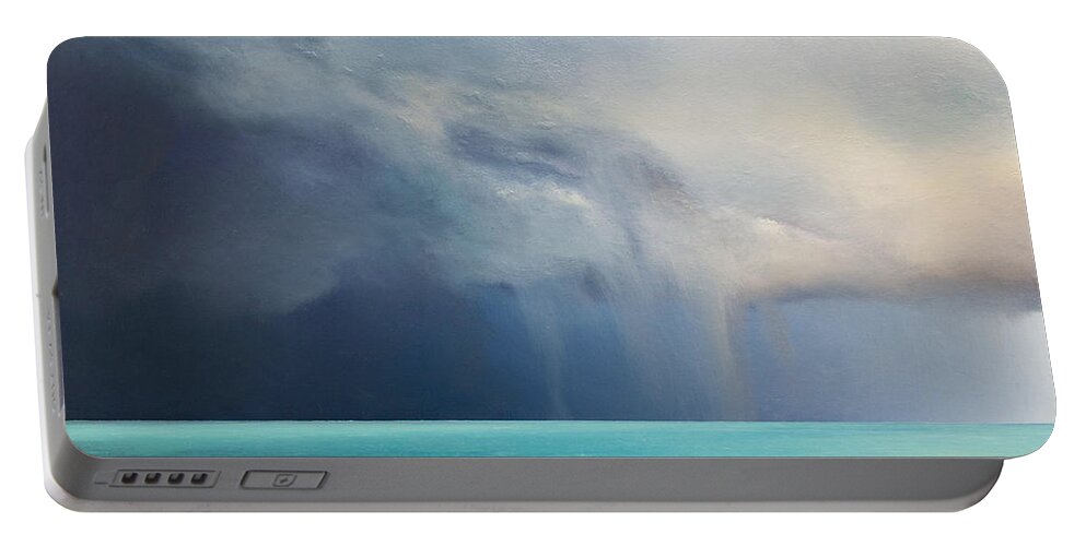 Derek Kaplan Portable Battery Charger featuring the painting Opt.30.20 'Storm' by Derek Kaplan