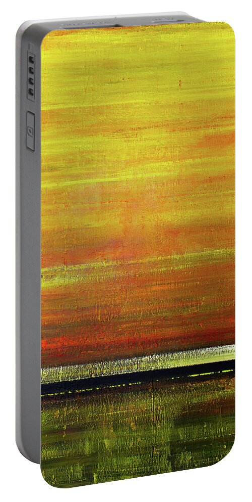 Derek Kaplan Portable Battery Charger featuring the painting Opt.31.19 'Waiting For The Sun To Rise' by Derek Kaplan