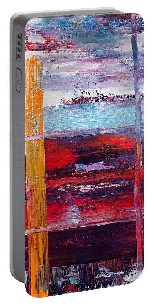 Derek Kaplan Portable Battery Charger featuring the painting Opt.5.21 'You Got It' by Derek Kaplan
