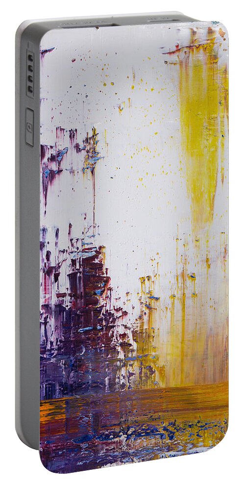 Derek Kaplan Portable Battery Charger featuring the painting Opt.6.21 'Hold Me Up' by Derek Kaplan