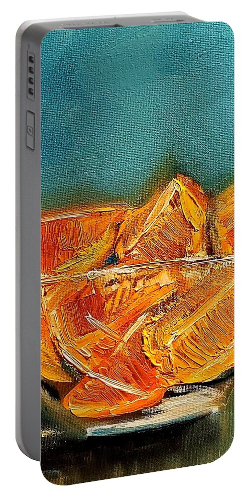 Oranges Portable Battery Charger featuring the painting Orange A Delish by Lisa Kaiser