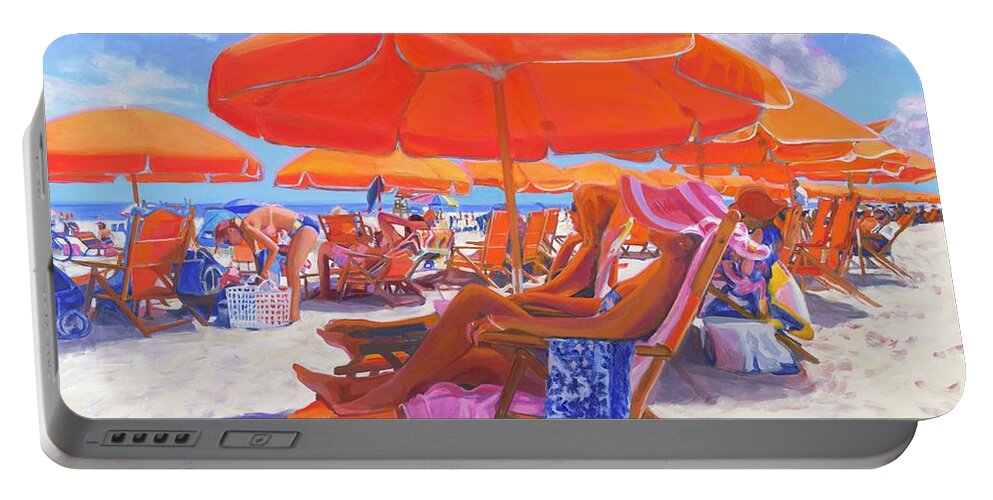 Orange Chill Portable Battery Charger featuring the painting Orange Chill by Candace Lovely