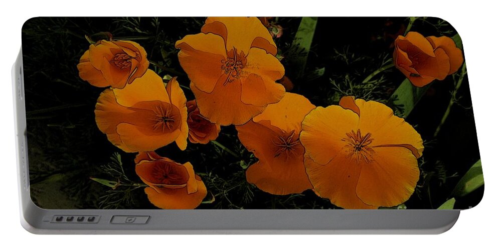 Fine Art Portable Battery Charger featuring the photograph Orange Flowers 3 by Jean Bernard Roussilhe