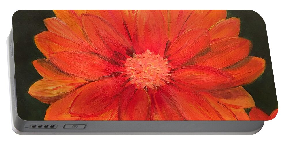 Floral Flowers Nature Daisy Portable Battery Charger featuring the painting Orange Gebera by Debora Sanders