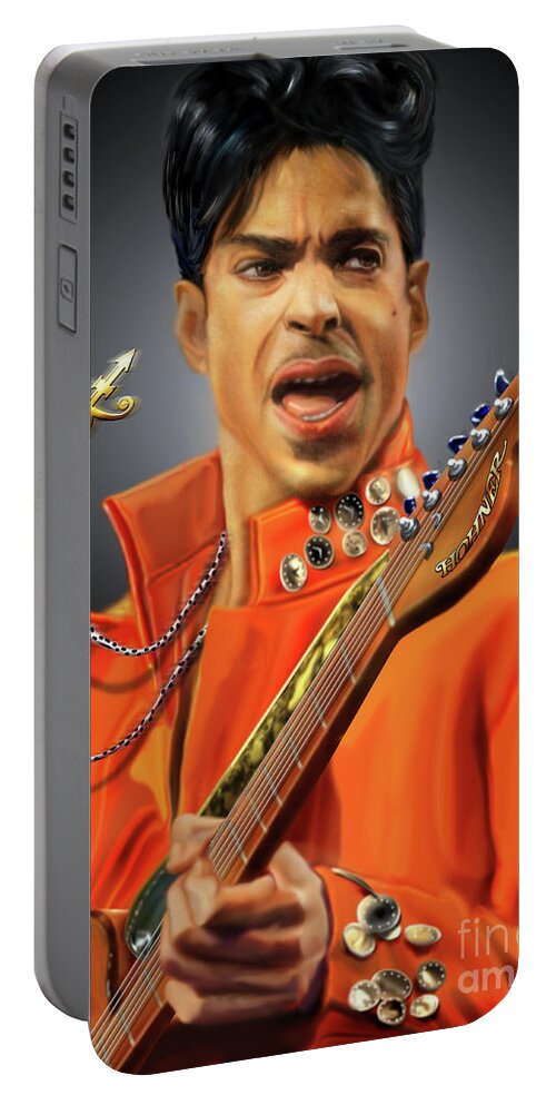 The Artist Portable Battery Charger featuring the painting Orange Is The New Purple by Reggie Duffie