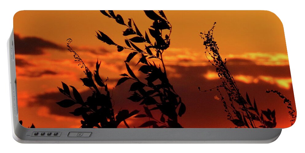 Sunset Portable Battery Charger featuring the photograph Orange Sunset Sky by Linda Stern