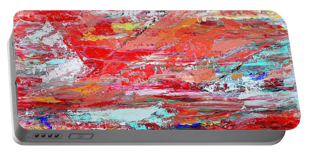 Mountains Portable Battery Charger featuring the painting Orange Vista by Teresa Moerer