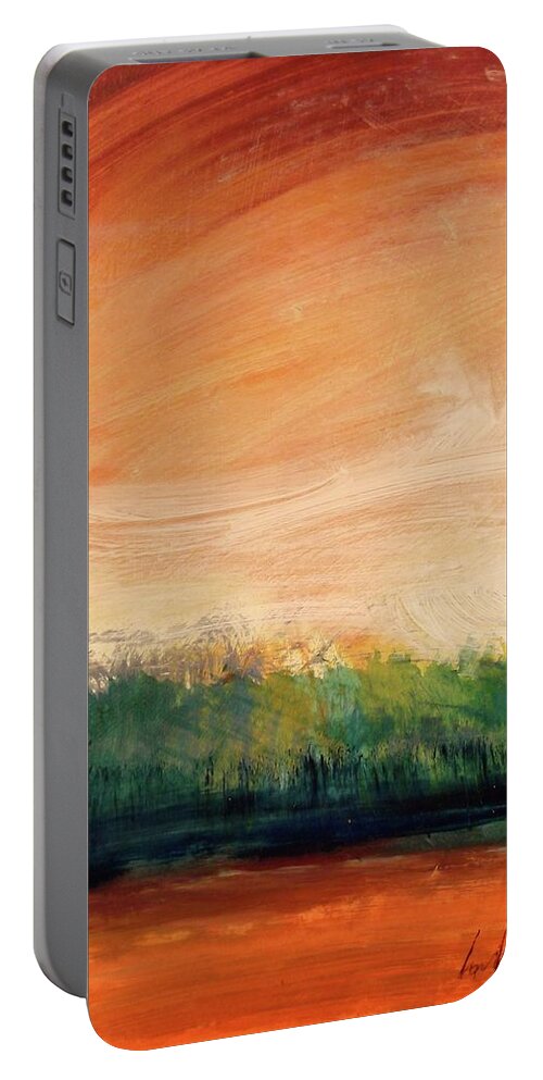 Painting Portable Battery Charger featuring the painting Orange Water by Les Leffingwell