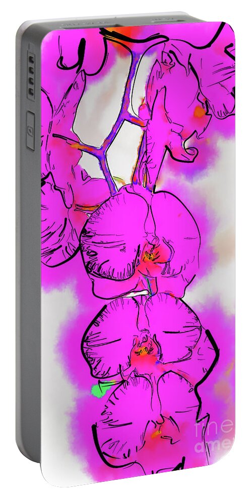 Botanical Portable Battery Charger featuring the digital art Orchid Blooms Watercolor by Kirt Tisdale