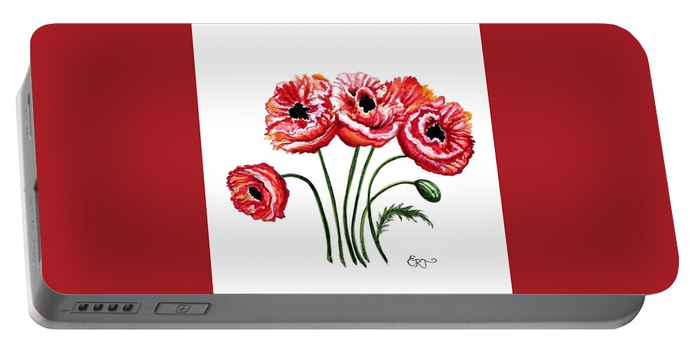 Poppies Portable Battery Charger featuring the painting Oriental Poppies by Elizabeth Robinette Tyndall