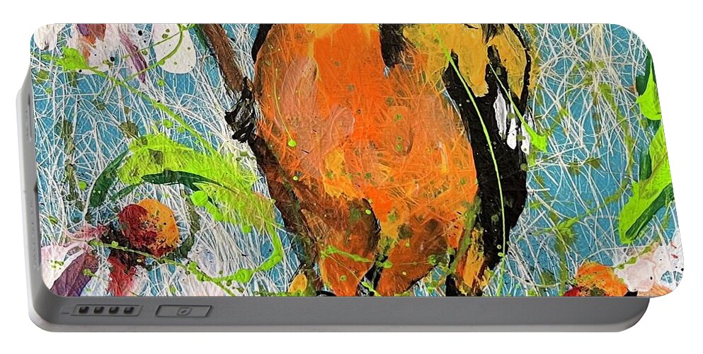 Birds Portable Battery Charger featuring the painting Oriole by Elaine Elliott