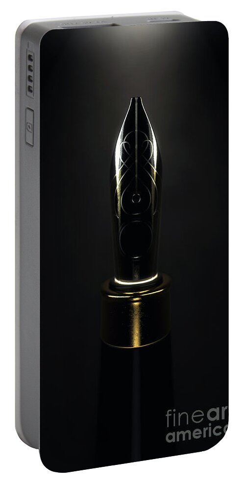 Pen Portable Battery Charger featuring the digital art Ornate Fountain Pen by Allan Swart