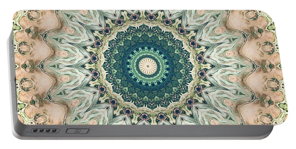Mandala Portable Battery Charger featuring the digital art Ornate Mandala Three by Phil Perkins