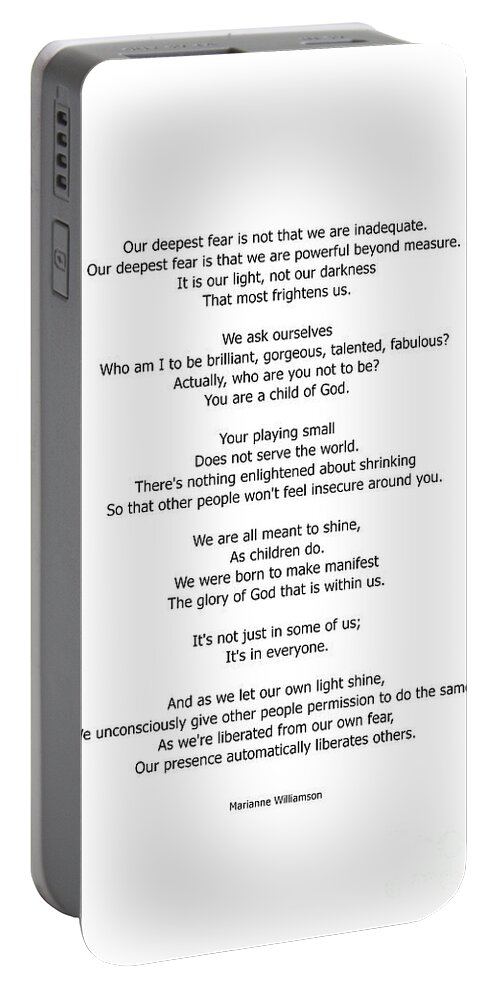 Deepest Fear Portable Battery Charger featuring the photograph Our Deepest Fear Poem 2 #minimalist #quotes by Andrea Anderegg