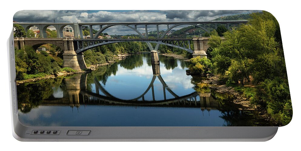 Ourense Portable Battery Charger featuring the photograph Ourense Camino Rio Minho Bridge by Micah Offman