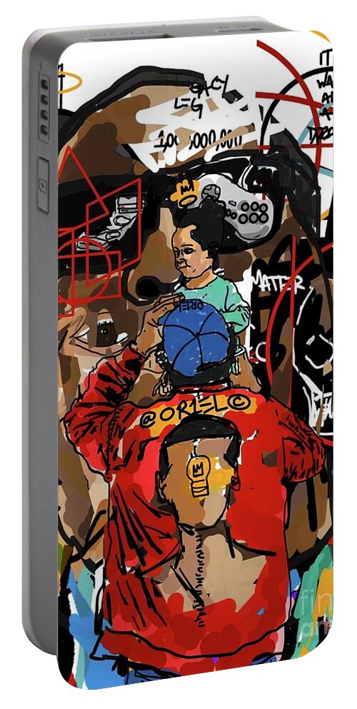  Portable Battery Charger featuring the mixed media Out for Legacy by Oriel Ceballos