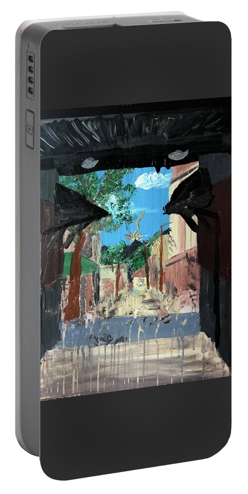 Pompeii Portable Battery Charger featuring the painting Out of the Blue by Bethany Beeler