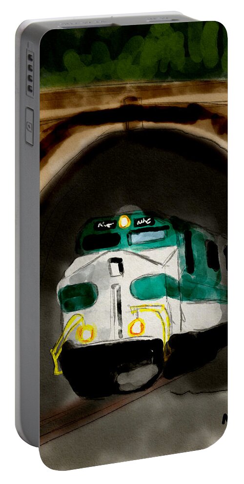 Train Portable Battery Charger featuring the digital art Out Of The Tunnel by Michael Kallstrom