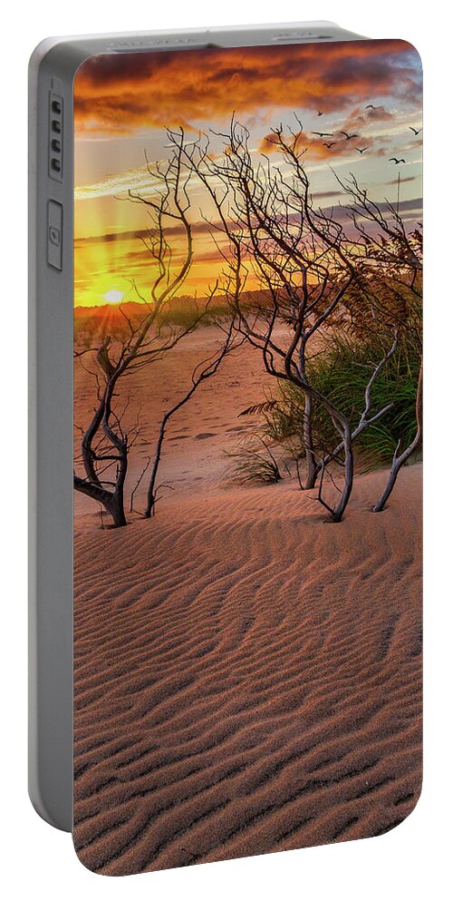 Beach Portable Battery Charger featuring the photograph Outer Banks Hatteras Beach Sunset by Dan Carmichael