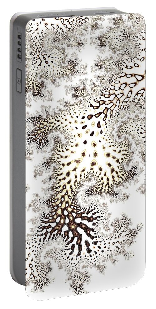 Fractal Portable Battery Charger featuring the digital art Owl Feather by Mary Ann Benoit