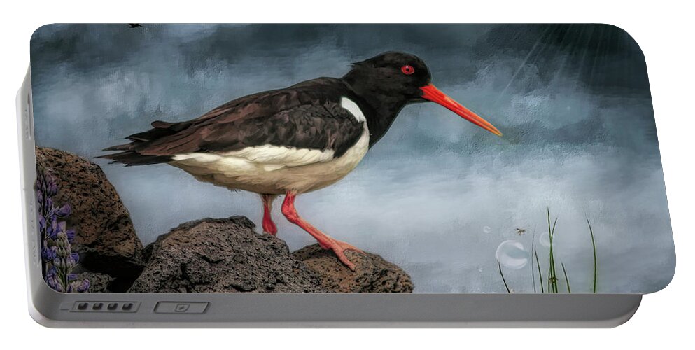 Oyster Catcher Portable Battery Charger featuring the digital art Oyster Catcher by Maggy Pease