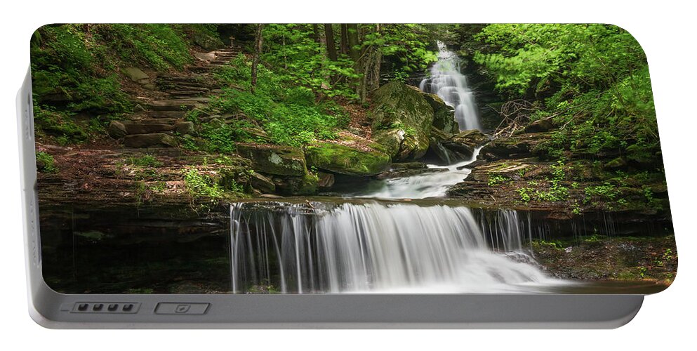Ozone Portable Battery Charger featuring the photograph Ozone Falls at Ricketts Glen by Kristia Adams