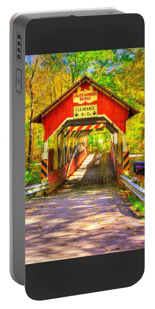 Lower Humbert Covered Bridge Portable Battery Charger featuring the photograph PA Country Roads - Lower Humbert Covered Bridge Over Laurel Hill Creek- No.10A, Somerset County by Michael Mazaika