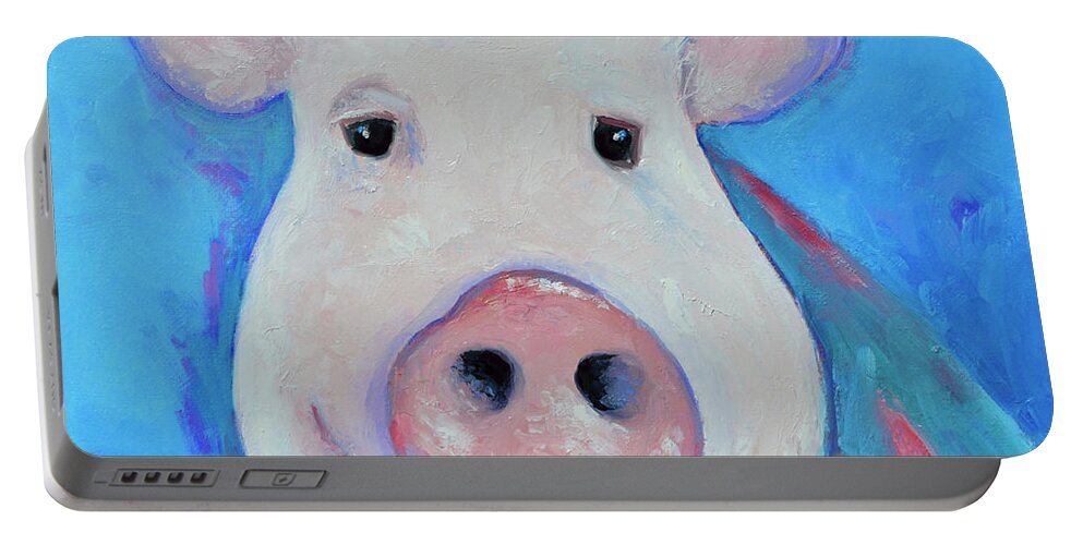 Pig Portable Battery Charger featuring the painting Pablo Pig by Jan Matson