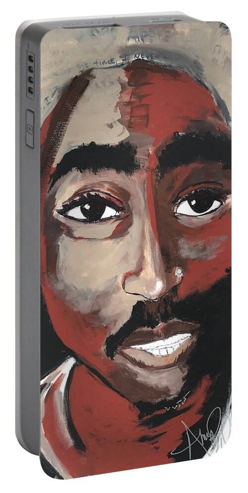  Portable Battery Charger featuring the painting Pac by Angie ONeal