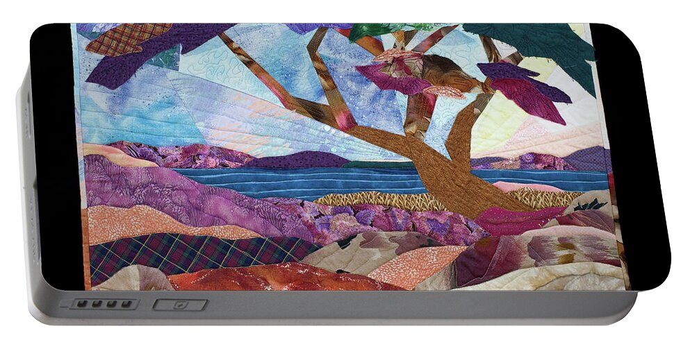 Pacific Portable Battery Charger featuring the mixed media Pacific Beach by Vivian Aumond