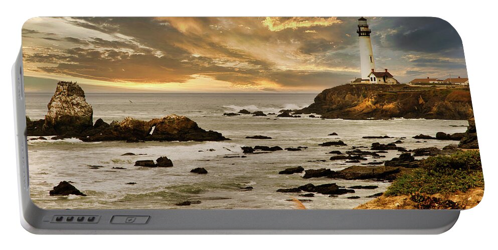 Pacific Ocean Yaquina Head Light Portable Battery Charger featuring the photograph Pacific Ocean Yaquina Head Light by Randall Branham