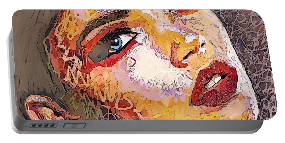 Woman Portable Battery Charger featuring the digital art Painted Face by Sol Luckman