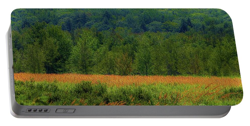Acadia National Park Portable Battery Charger featuring the digital art Painted Meadow by Patti Powers