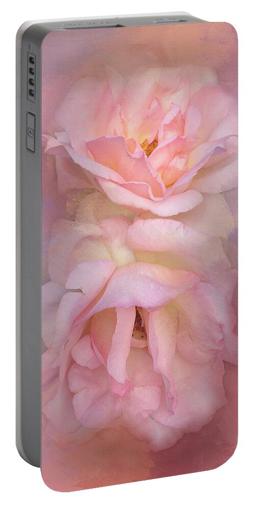 Floral Portable Battery Charger featuring the photograph Painted Pink Rose Dream by Theresa Tahara