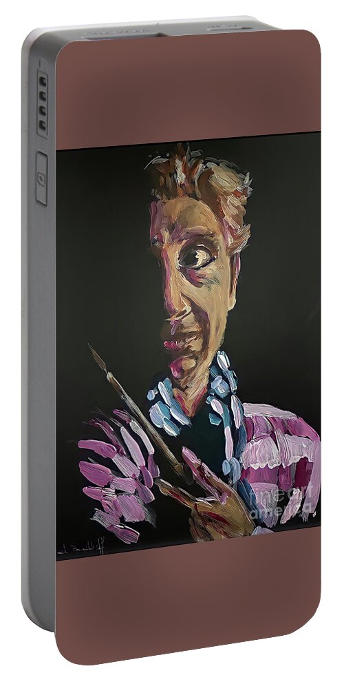 Oilpaint Ochres Portable Battery Charger featuring the mixed media Painter Volume 2 by Ciet Friethoff