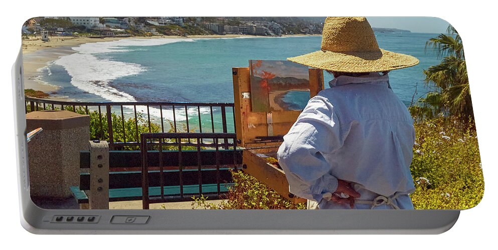 Artist Portable Battery Charger featuring the photograph Painting Laguna Beach by Steve Ondrus