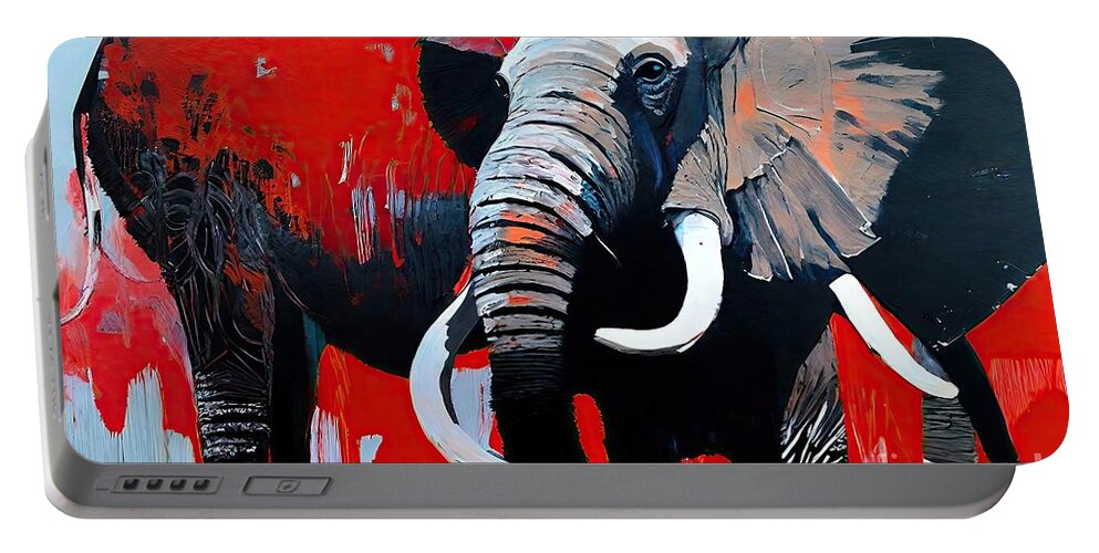 Background Portable Battery Charger featuring the painting Painting Paved Paradise background art canvas ani by N Akkash