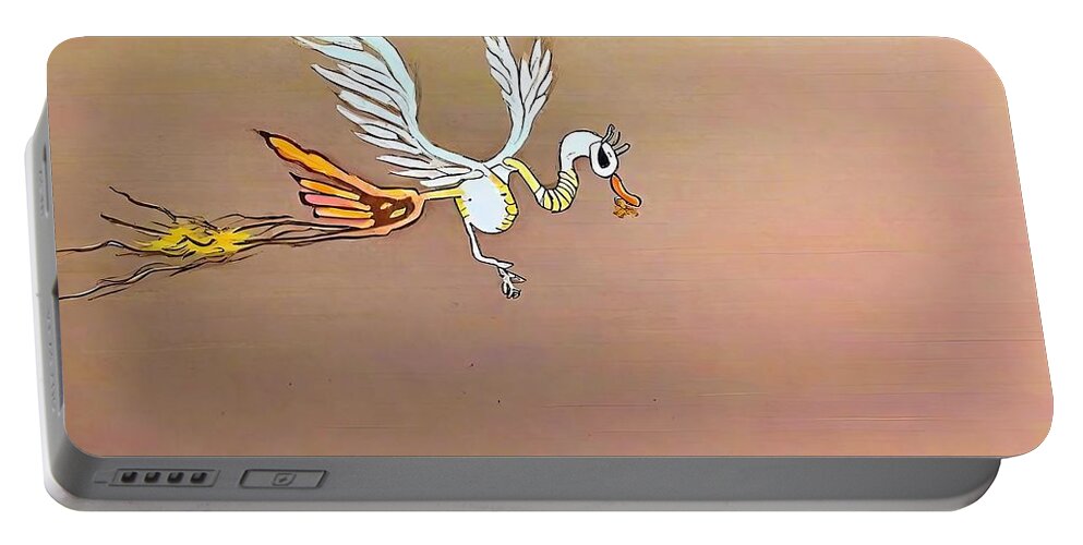 Bird Portable Battery Charger featuring the painting Painting Riding Pegasus bird animal illustration by N Akkash