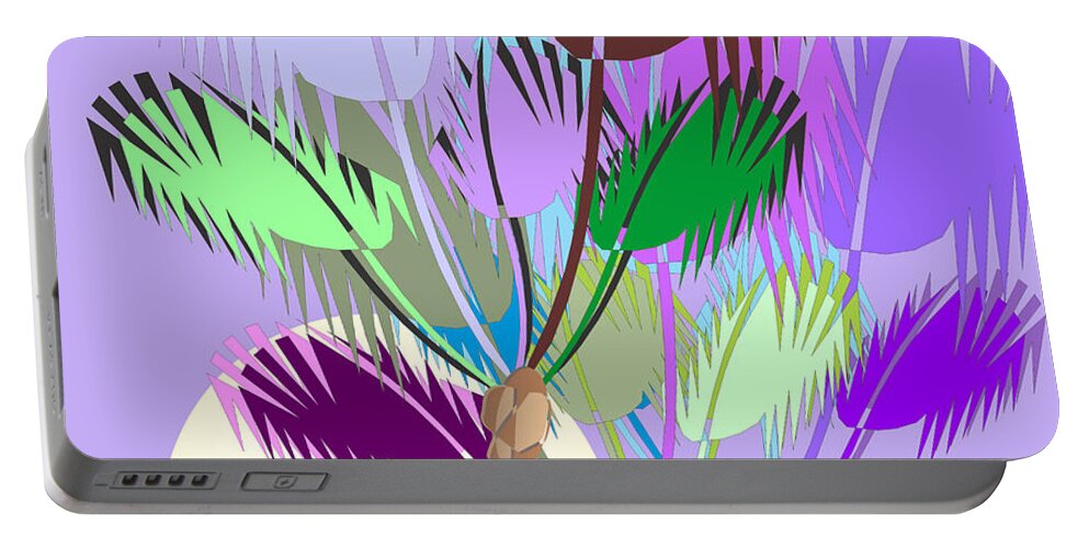 Palm Tree Portable Battery Charger featuring the digital art Palm Tree Colors by Ted Clifton