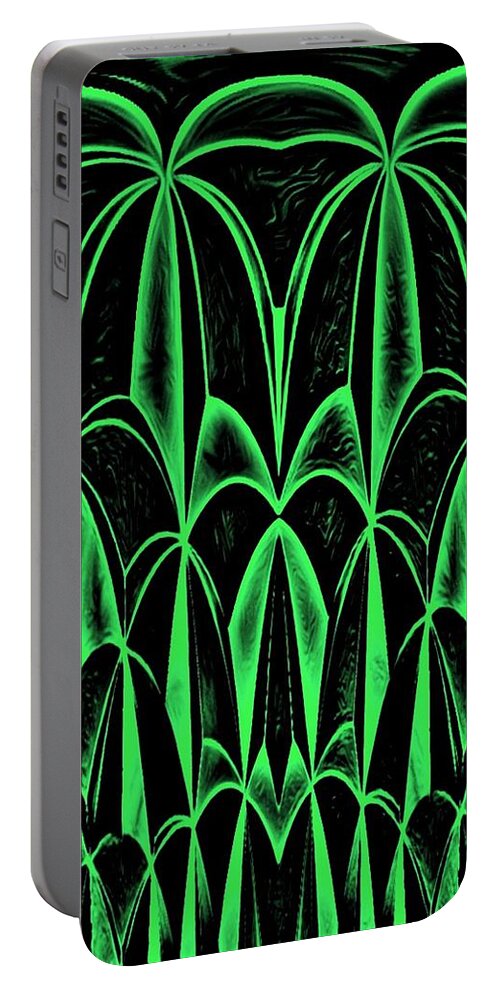 Digital Portable Battery Charger featuring the digital art Palm Tree Green by Ronald Mills