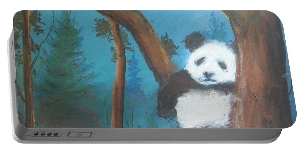 Panda Portable Battery Charger featuring the painting Panda by Jen Shearer